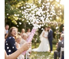 Vystreľovacie konfety srdiečka biele