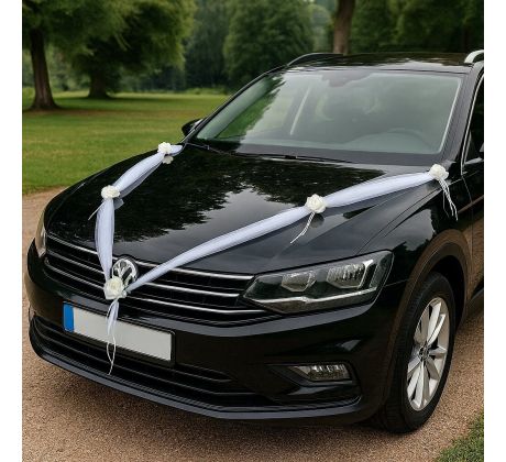 Girlanda na auto 2x1,8 m biela s krémovými ružičkami
